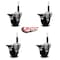 Service Caster 3.5'' Phenolic Swivel 3/4'' Expanding Stem Caster Set with Brake, 4PK SCC-EX20S3514-PHS-PLB-34-4 - alternate 3
